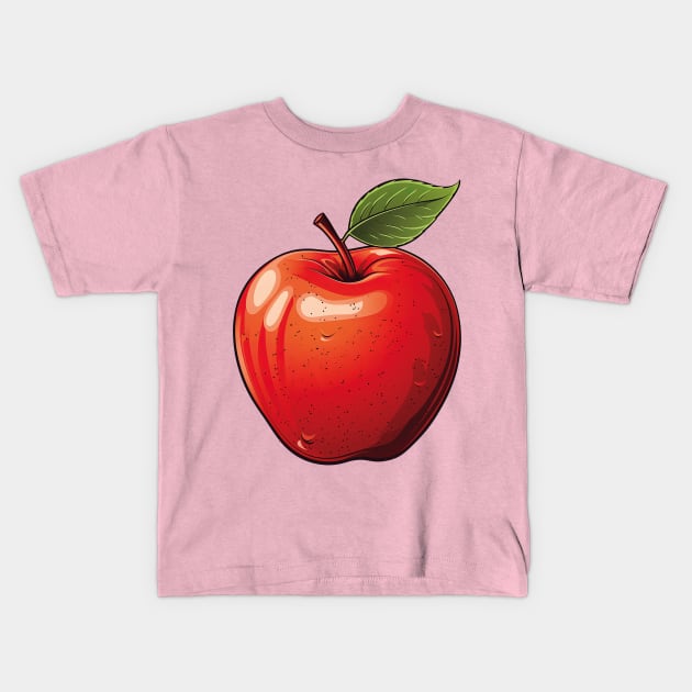 Red Apple Fruit Kids T-Shirt by ArtLegend99